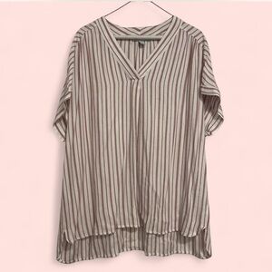 Nine West Cream Tunic with Brown Vertical Stripes